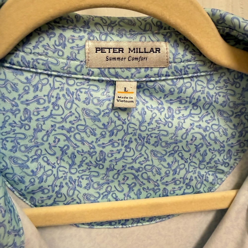 Peter Millar Blue Lizard Pattern Polo - image 4